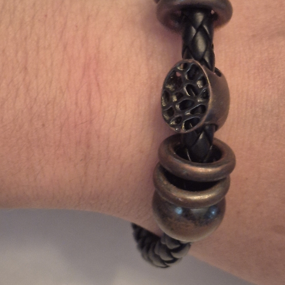 Men's Black and Bronze Braided Bracelet - Picture 4 of 6